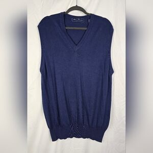 Alan Flusser Golf Blue Italian Modal Blend V-Neck Vest Men's sz XL Designer